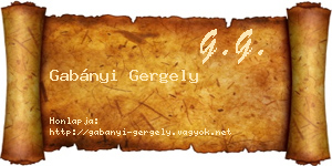 Gabányi Gergely névjegykártya